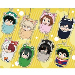 Game Midoriya Izuku Uraraka Ochako Bakugou Katsuki Keychain Doll Anime Shoto Todoroki Acrylic Keyring Pendant for Gift