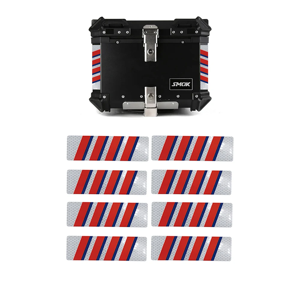 Caixa de bagagem lateral superior caso motocicleta adesivo reflexivo tiras tronco traseiro anti-colisão decorativa noite tira de advertência de segurança