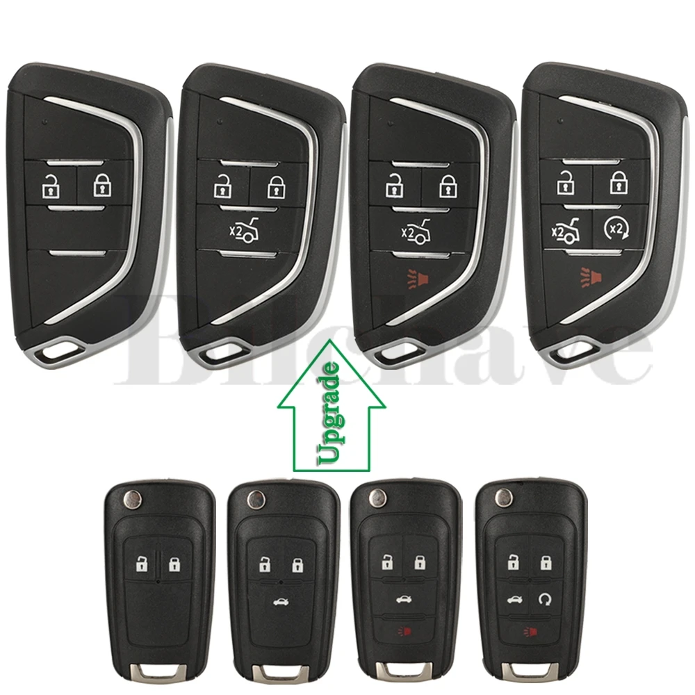 

jingyuqin 5Pcs For Chevrolet Cruze Epica Camaro Impala Malibu Orlando Aveo Trax Equinox Flip Remote Key Case Shell Modified