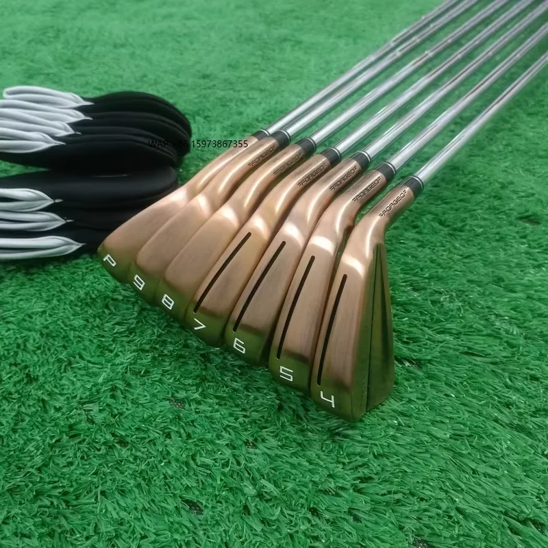 

New Brand Golf Irons Copper Color Set 456789p with Shaft and Grip Golf Club Iron Set 7pcs Free Head Cover