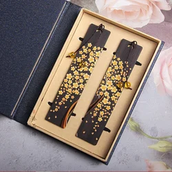 Retro Ebony Painted Golden Tree Wooden Bookmark Creative Chinese Style Pagination Mark Reading Book Tool School Gifts Stationery