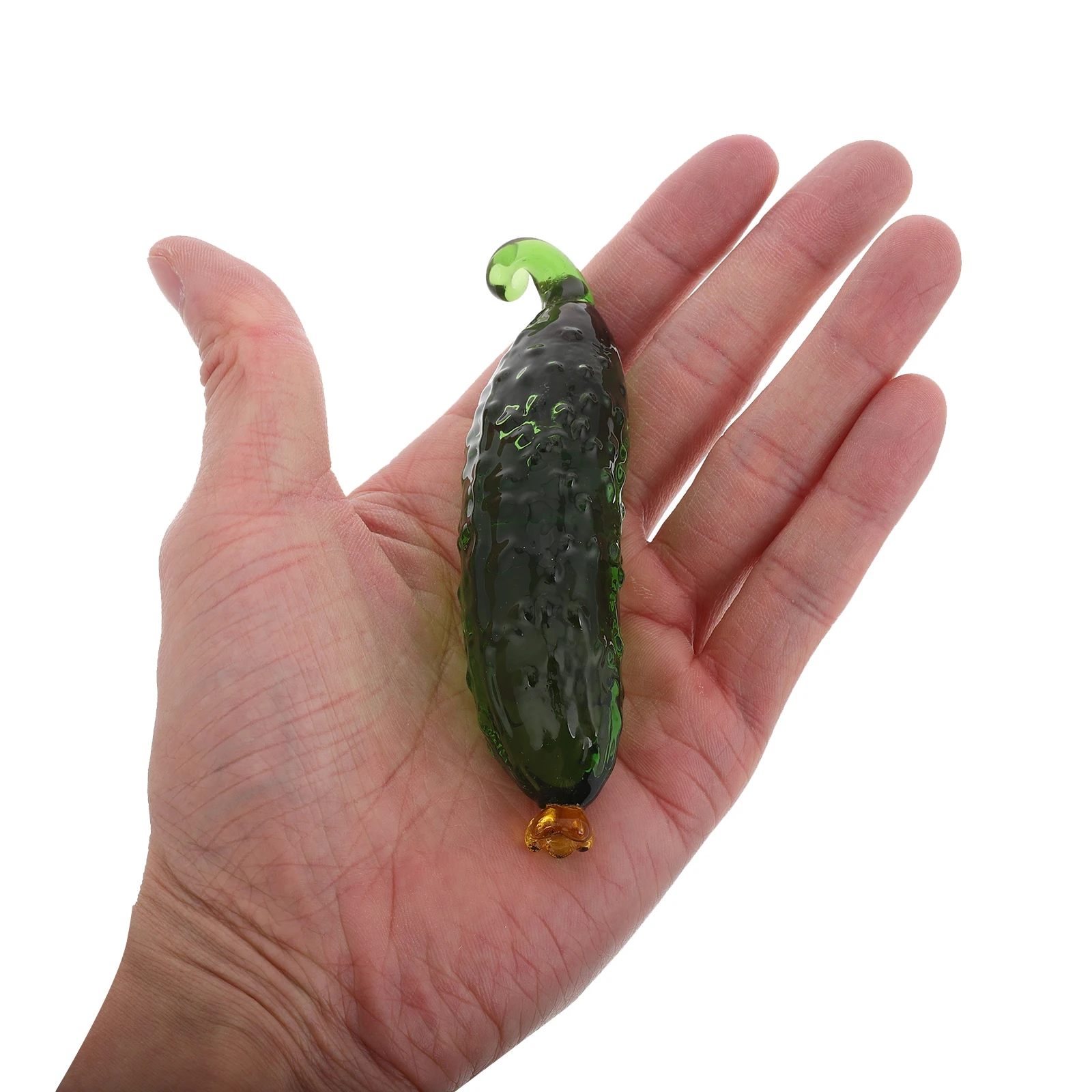 

Compact Glass Cucumber Ornament Exquisite Craftsmanship Realistic Appearance Desktop Decor Vegetable Ornaments for Home