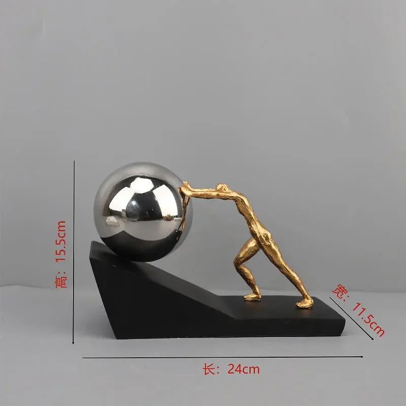 Resin Mythical Figurine Rolling Stone Pushing Statue for Desktop Ornament Aesthetic Livingroom Crafts Home Decoration