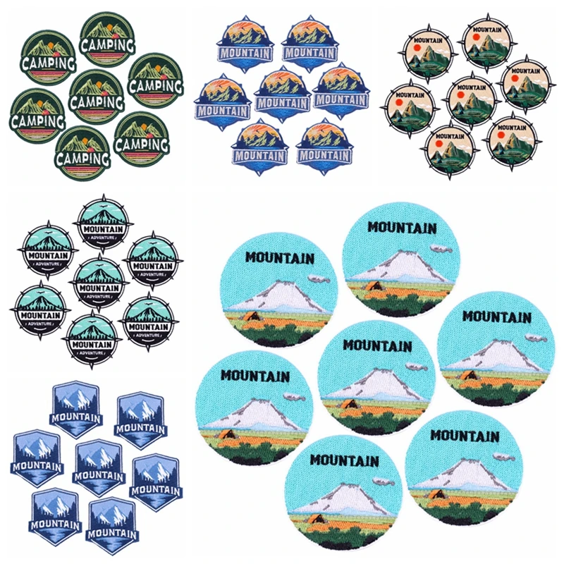 Prajna Wholesale 10PCS Mountain Patch Camping Patches On Clothes Iron On Embroidered Patches For Clothing Thermoadhesive Patches