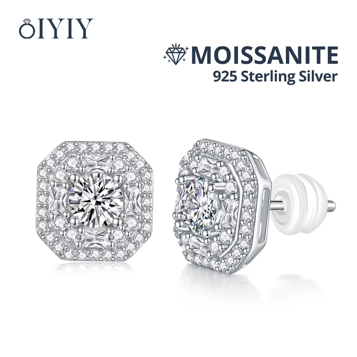 OIYIY Moissanite Stud Earrings for Women Man 925 Sterling Silver Earrings D VVS1 GRA Certified Lab Grown Diamond Wedding Gift