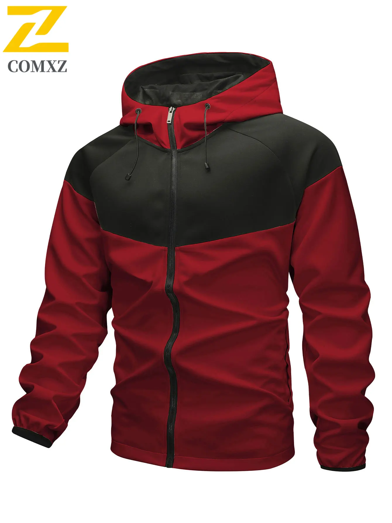 

2025 Autumn Hooded Jacket Men's Trendy All-match Loose Splicing Windproof Windbreaker Men Travel Cycling Sports breathable Coat