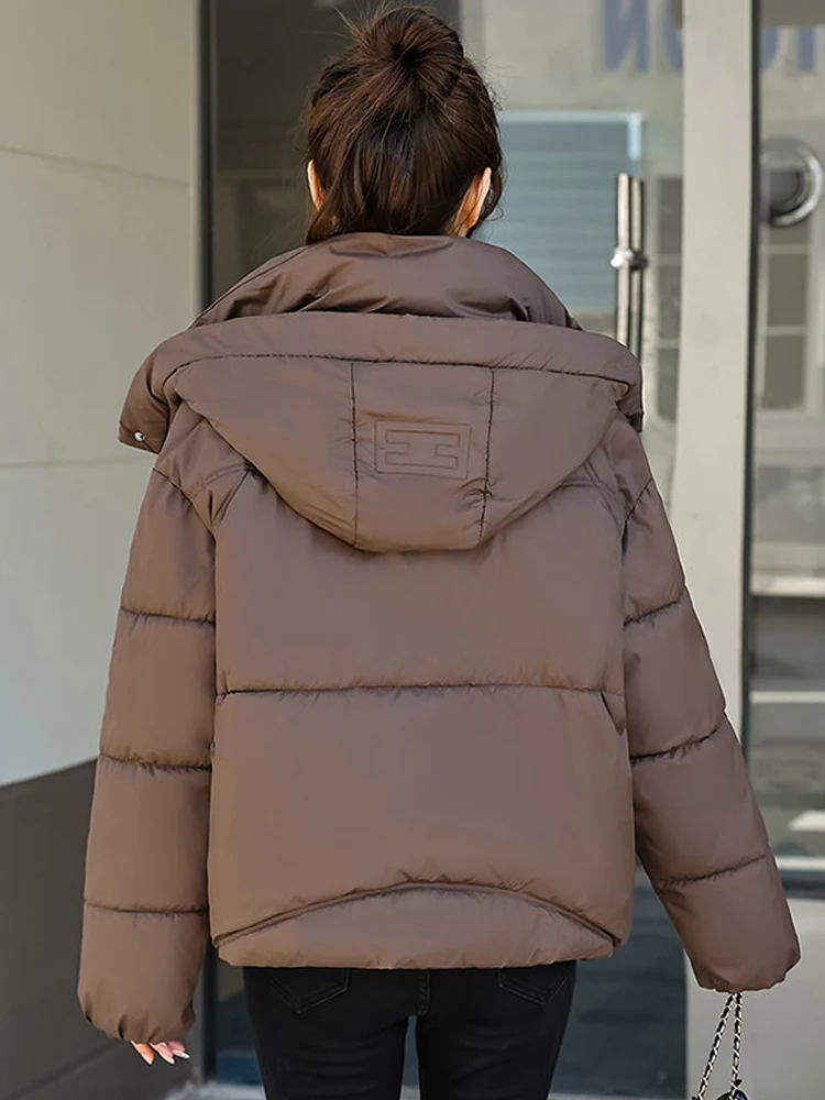 Winter 2022 Neue Thermo Jacke Frauen Tasche Casual Zipper Strickjacke Mit Kapuze Baumwolle gefütterte Verdickt Warme Schnee Tragen Mantel