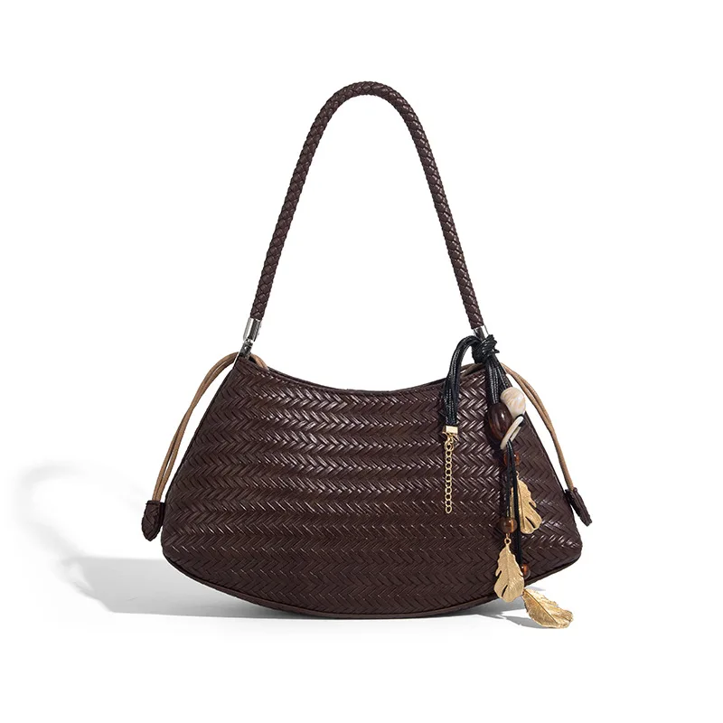 

Hot Sales French Brand Design Vintage Boat Handbag Handmade PU Leather Shoulder Bag for Dumpling Bag