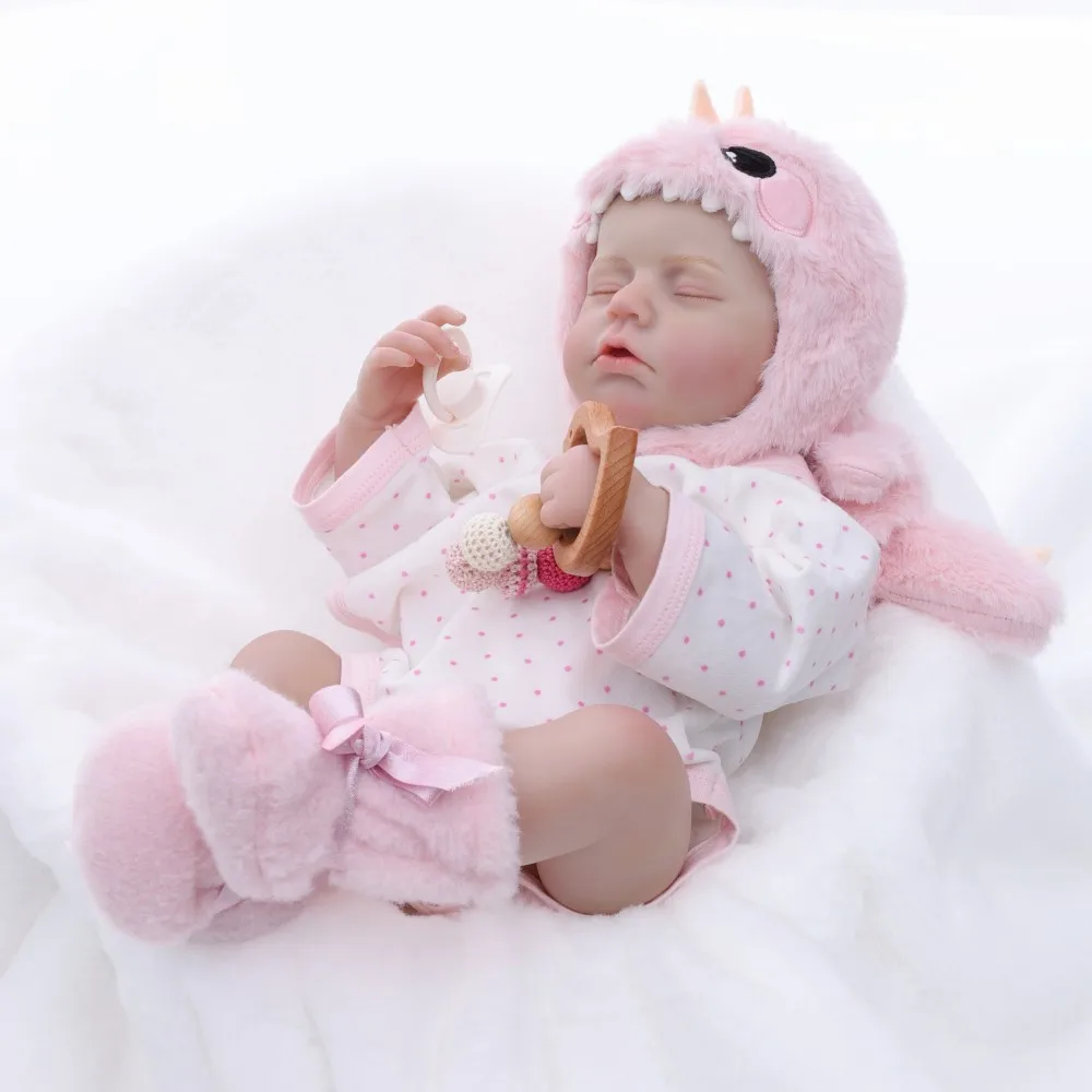 Cloveray 48cm Realistyczna Lalka Reborn z Winylu Całego Ciała, 20-calowa Pluszowa Lalka Jednorożec z Winylu, Ręcznie Robiona Oryginalna Zabawka, Prezent Świąteczny dla Dziecka