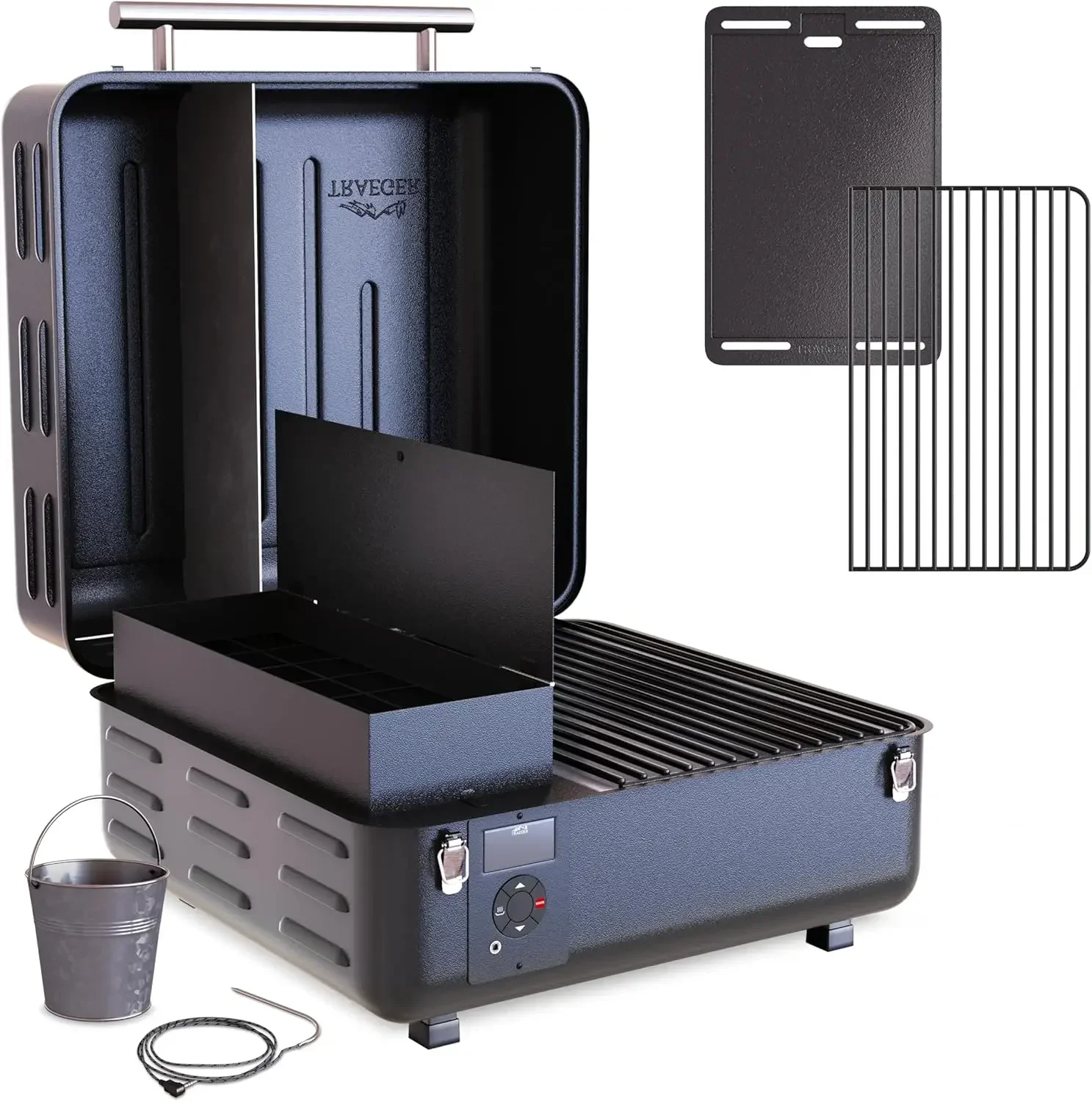 and Smoker – Electric Tabletop Pellet Smoker with Digital Arc Controller, Cast Iron Griddle, For Tailgating and Outdoor Cooking