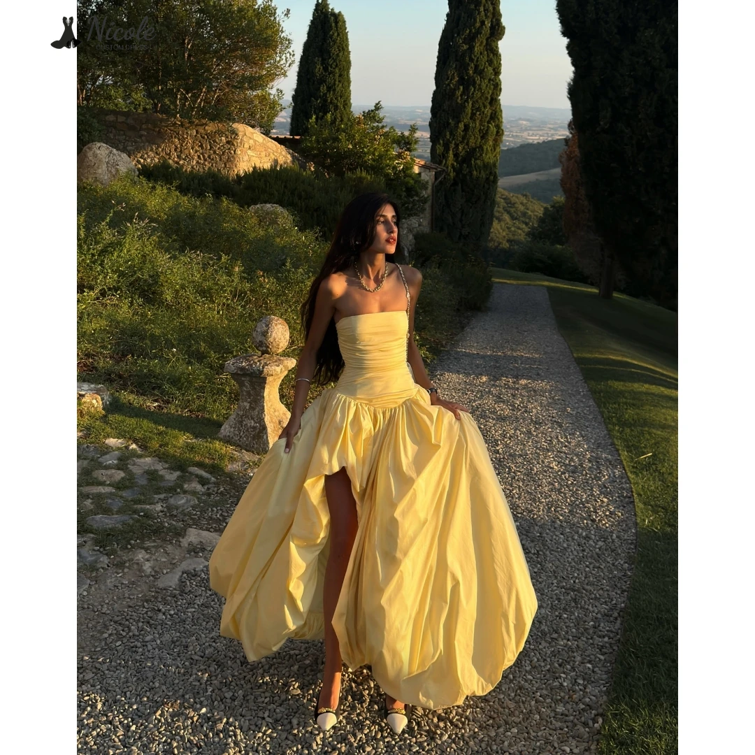 

Nicole Line A Ball Gown Dress Dresses Gala Custom Made Slit Elegant Wedding Guest Dresses for Special Occasions Puffy Skirt Prom