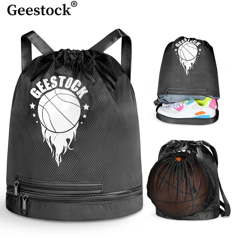 Geestock Sports Backpacks Gym Fitness Bag Basketball Backpack Outdoor Soccer Football Storage Bags Training Drawstring Knapsack