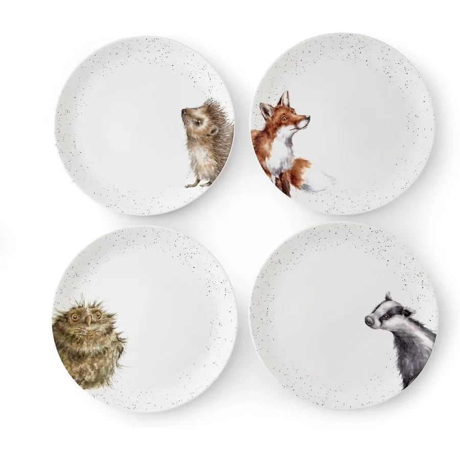 

Керамическая тарелка Royal Worcester двух размеров, набор из 4 обеденных тарелок с изображением ежа, барсука, лисы и совы, 26 см