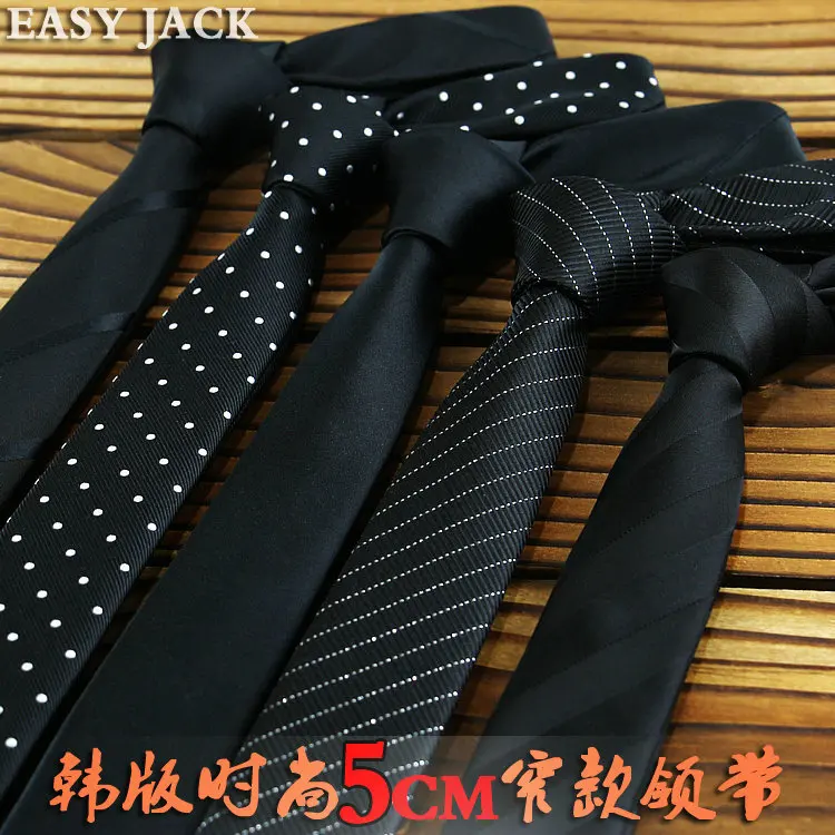 

5cm Tie Men's Narrow Korean Fashion Trend Casual Business Black Stripe Professional Tie in Stock