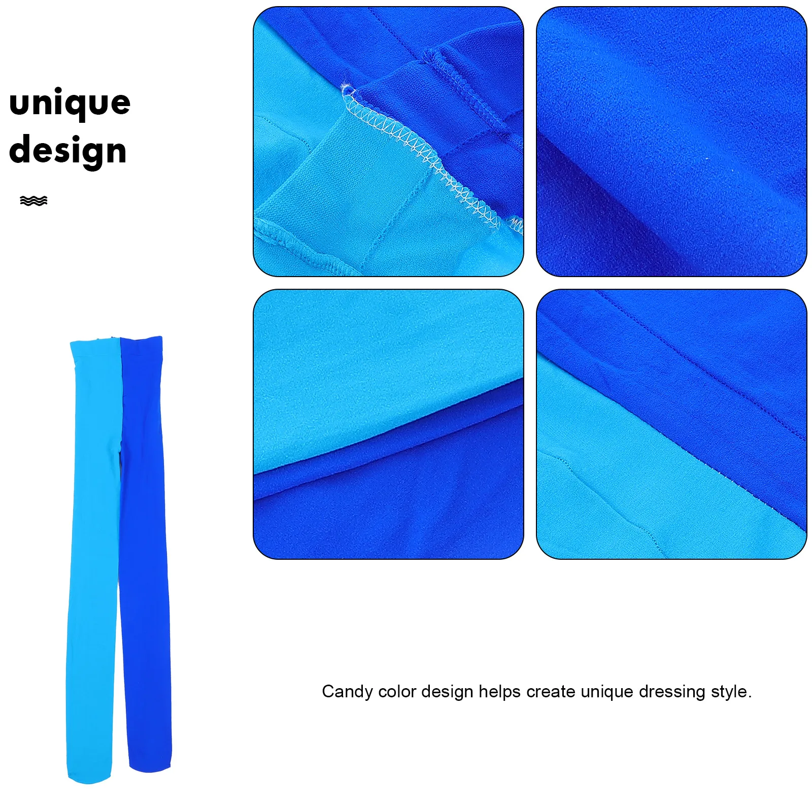 

Fashion Double Color Silk Stockings For Women Ab Splice Tights Elastic Anti-Slip Party Lake Free Size
