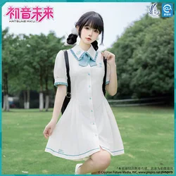 Official Vocaloid Miku Short Dress Women's Dresses Summer Skirt White Skirts Female Hatsune Cosplay Beach Party Dress Costume