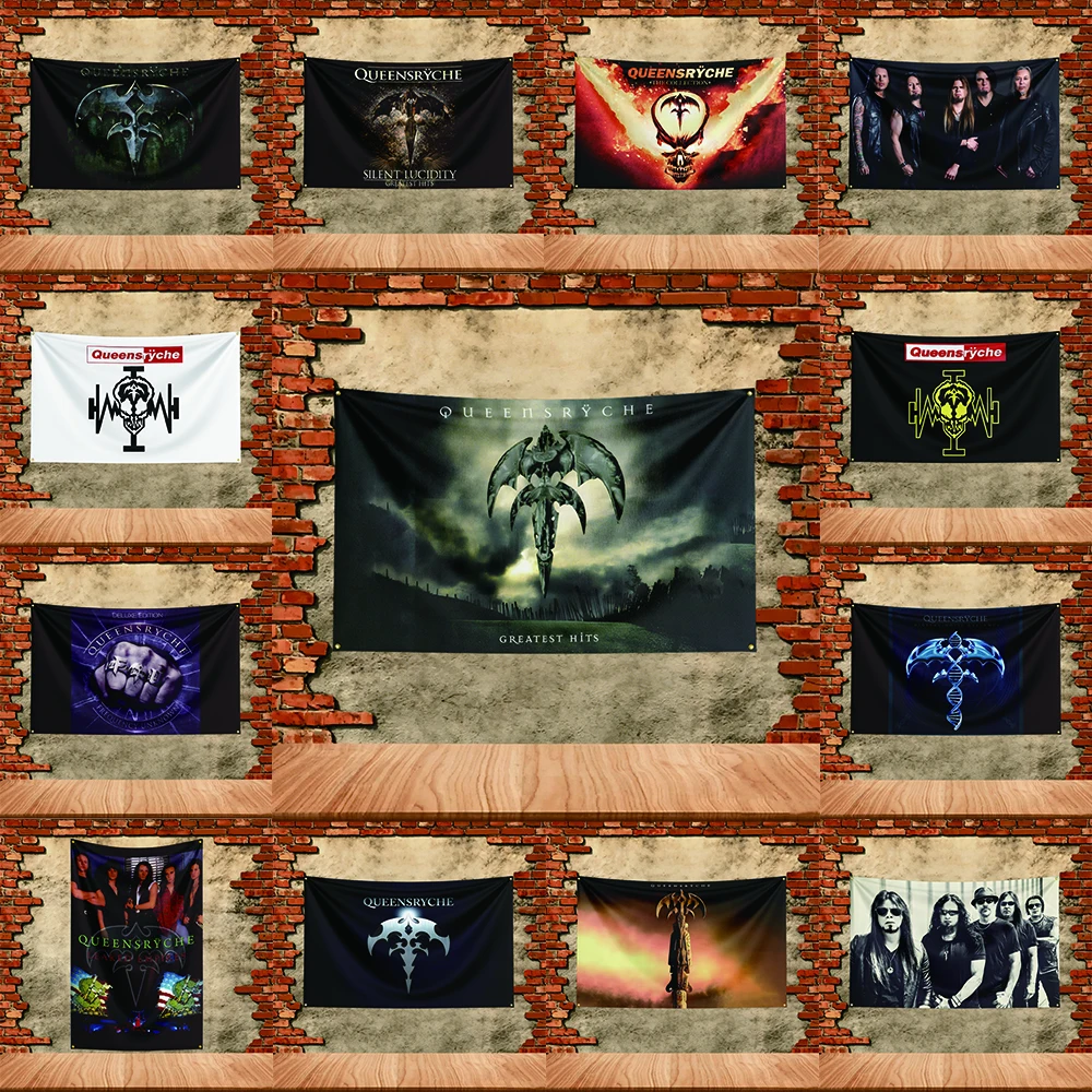 Music Band Flag 3x5ft for Queensryche Fans Banner Custom any Image Garage Bedroom Living Room Dorm Wall Hanging Decor Tapestry