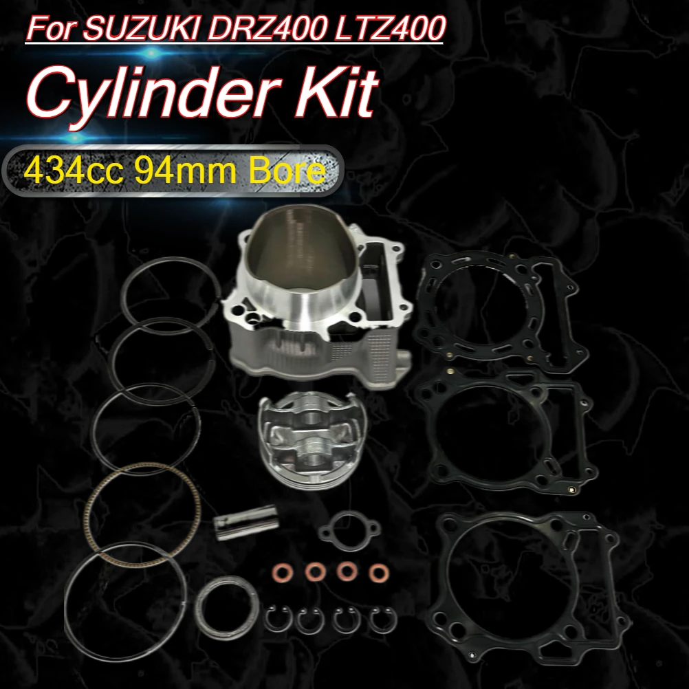 

Горячий мотоцикл 434CC 94 мм блок цилиндров поршневой кольцевой штифт верхний нижний комплект прокладок головки блока цилиндров для SUZUKI DRZ400 LTZ400 2000-2021