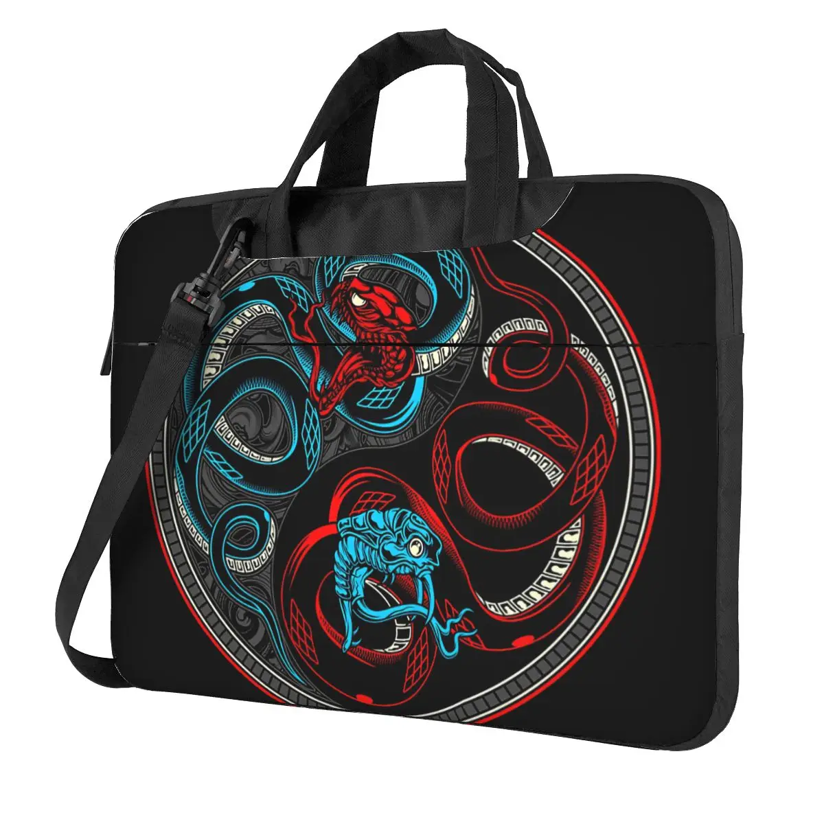 

Red & Blue Yin Yang Snakes Laptop Bag Case Protective Vintage Computer Bag Bicycle Crossbody Laptop Pouch