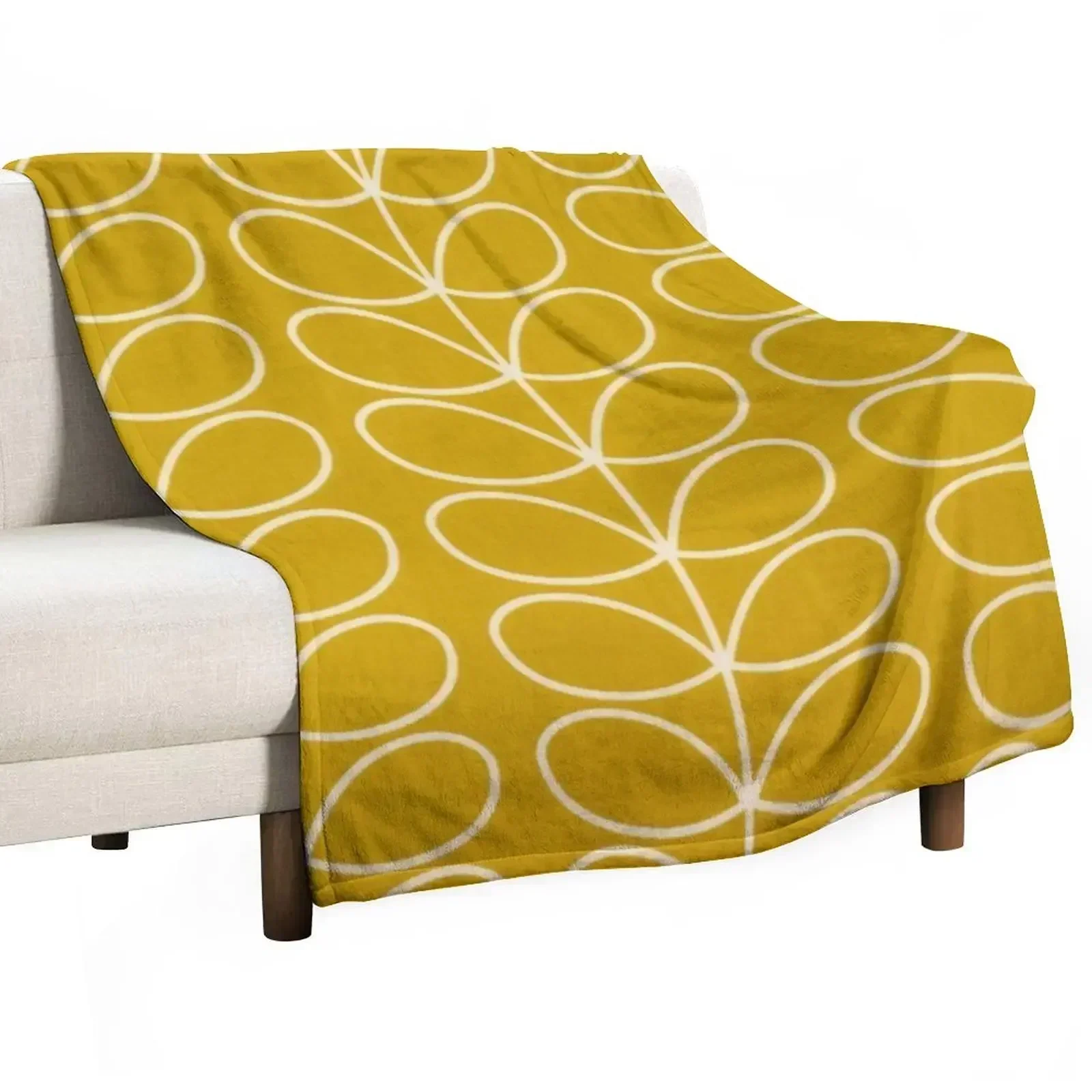 orla kiely color stem, yellow pattern, orla kiely Throw Blanket Hairy Soft Plaid decorative Beautifuls heavy to sleep Blankets