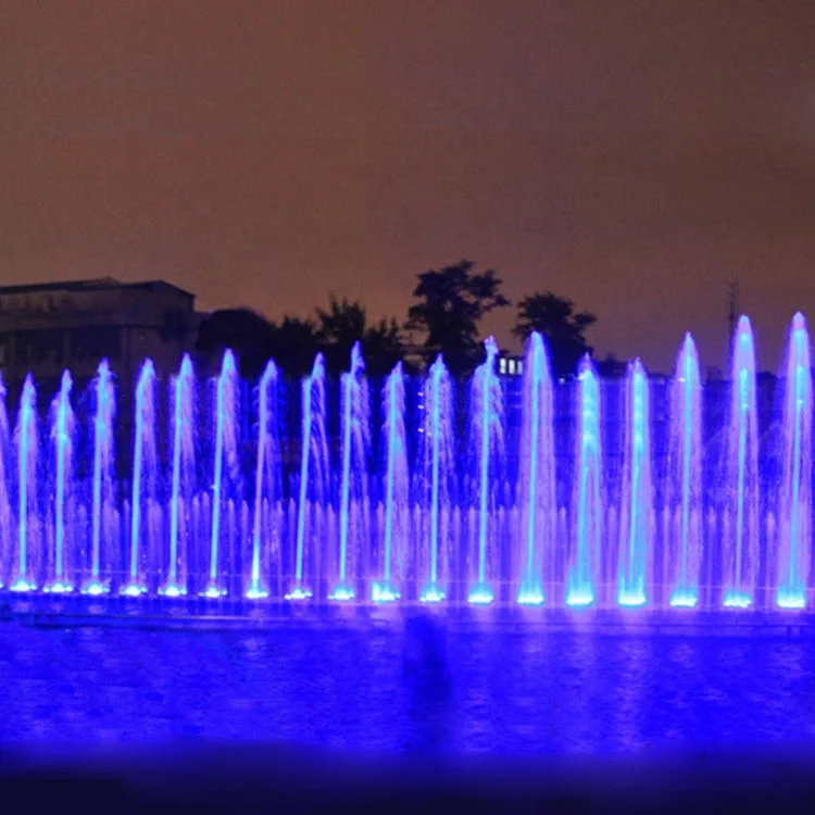Modern Garden and Hotel Outdoor Decorations Stainless Steel Dancing Music Vertical Shooting LED Light Fountain