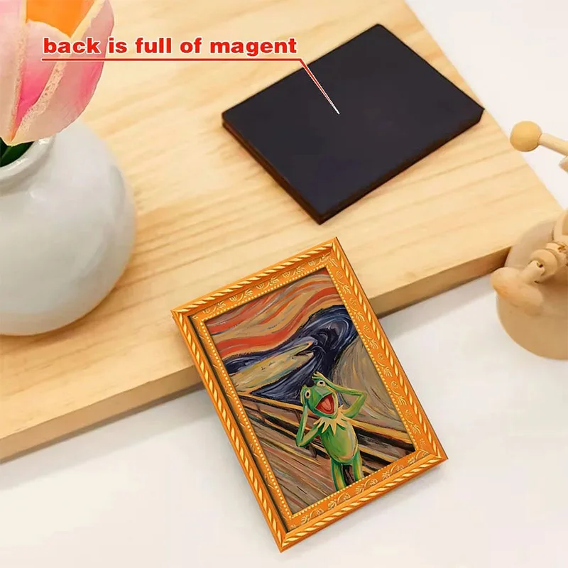 New Creative 2d Animal Photo Frame Design Wooden Insulation Anti Slip Tea Cup Pad Coffee Cup Pad Magnetic Refrigerator Sticker