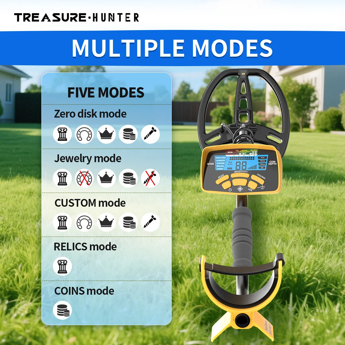 الكنز هنتر المهنية DM6450 11 بوصة لفائف الذهب للكشف عن المعادن تحت الأرض مقاوم للماء مؤشر عالية الحساسية #4