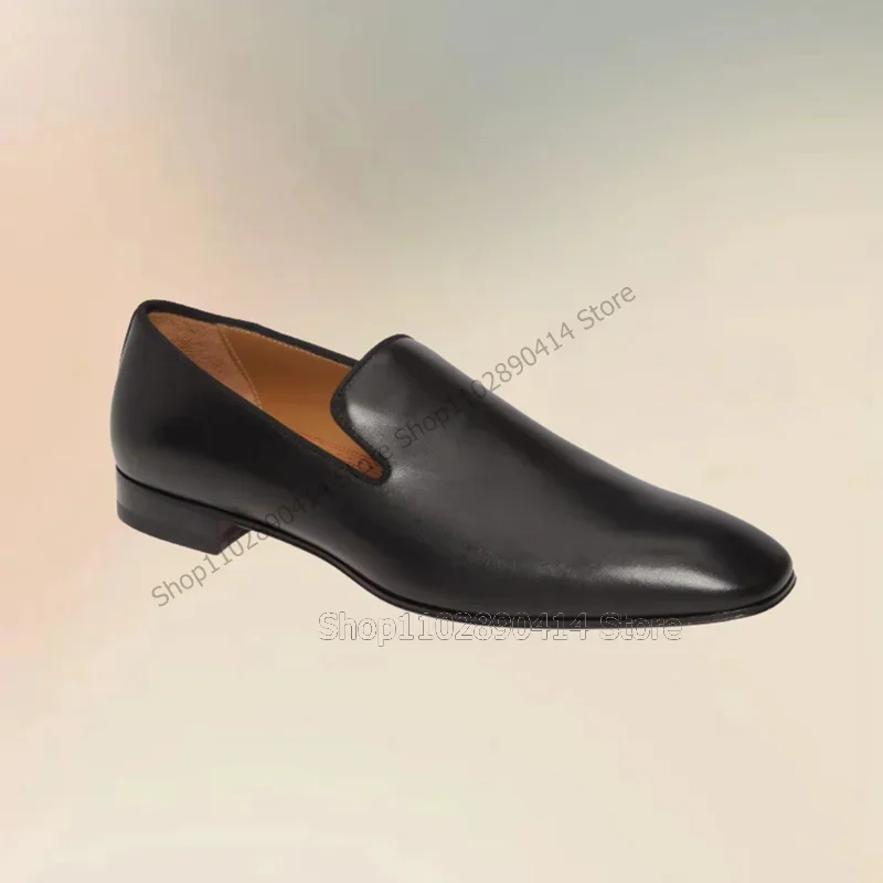 Black Matte Leather Square Toe Low Top Loafers Fashion Slip On Men Shoes Luxurious Handmade Party Banquet Office Men Dress Shoes