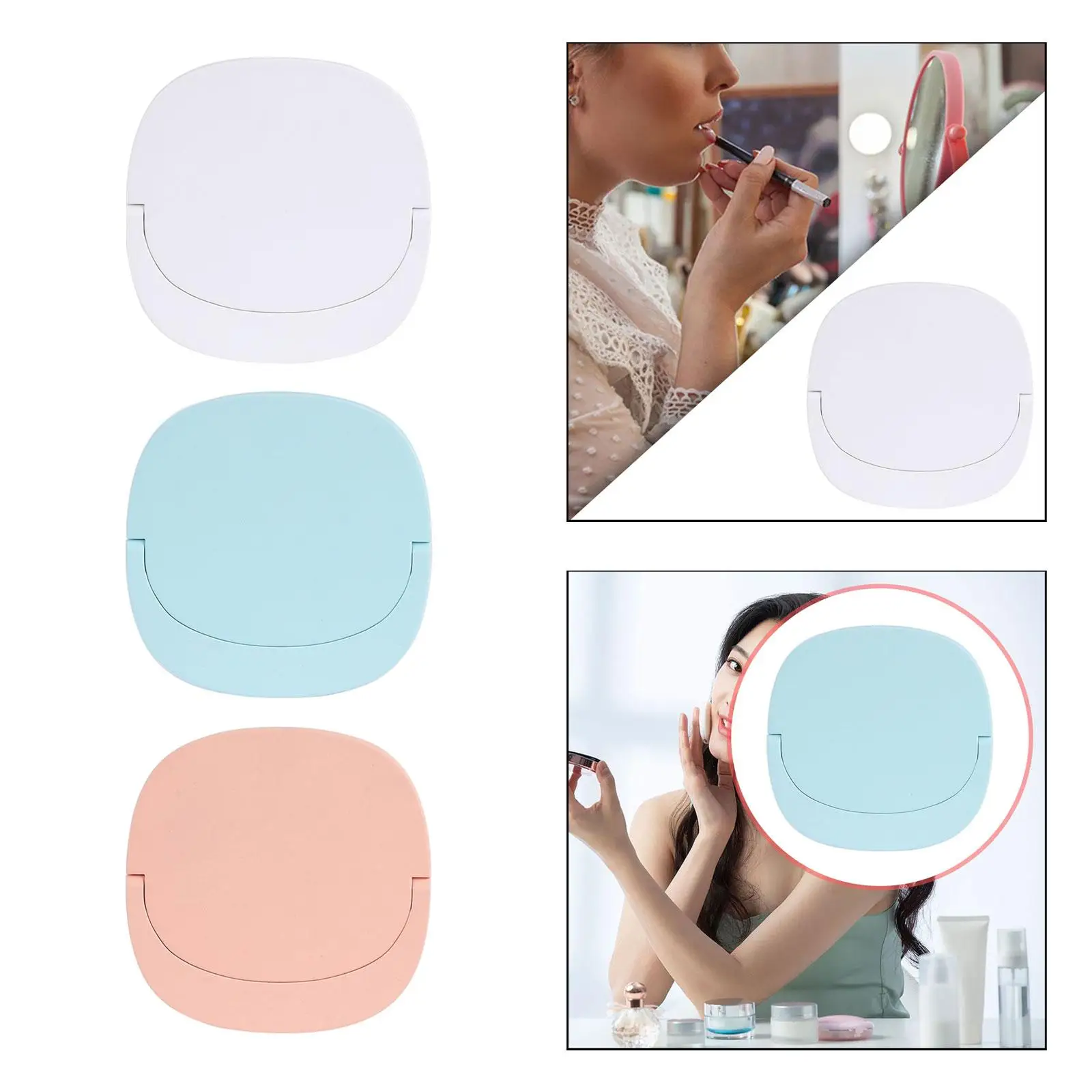 Pocket Mirror Storage Case 3 Modes Rechargeable Folding Lighted Travel Makeup Mirror for Mother's Day Gifts Valentine‘S Day