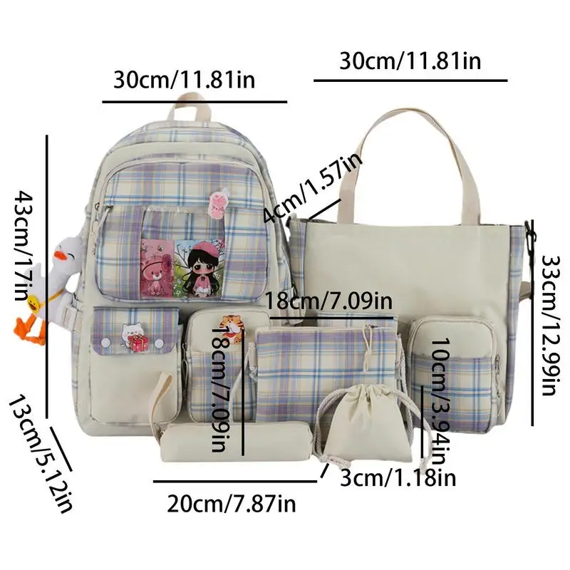 Cute School Girls Bag Breathable 5PCS/Set Cute Backpack Large Capacity Kids Backpacks For Spine Protection School Supplies