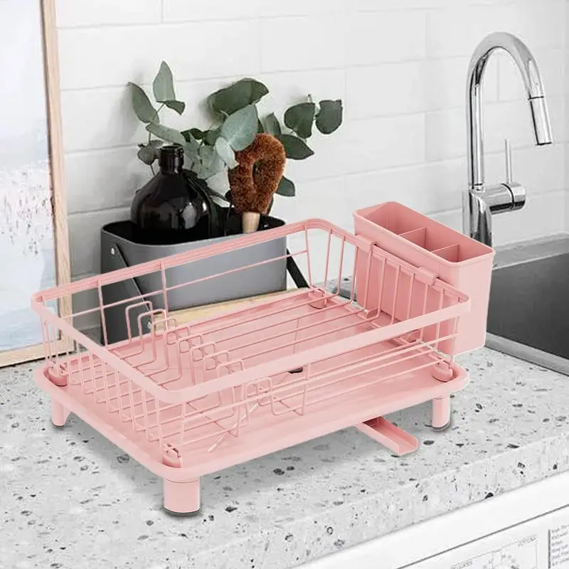 

Dish Drying Rack Dish Drainers for Kitchen Counter Space Saving Strainer with Drip Tray & Drainage Spout Storage Organizer