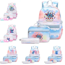 3Pcs/Set Disney Lilo Stitch Boys Girls School bags with Lunch Bag Travel Mochilas Teenager Student Backpack Colorful Bag