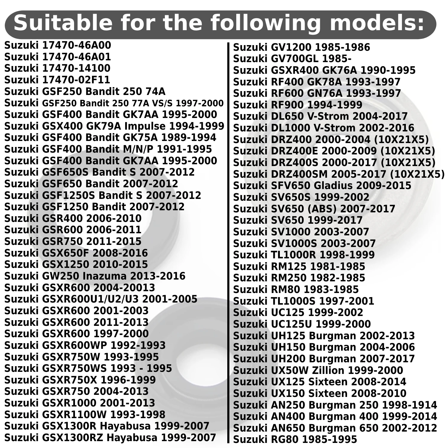 Уплотнения для водяного насоса Мотоцикла Suzuki GSR600 GSR750 GSR400 GSXR600 GSX1250 GSXR750 GSXR1000 GV1200 GSXR1100W GW250 Inazuma