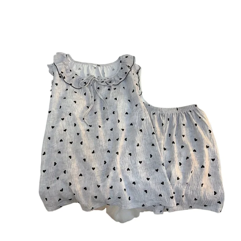 Women's Summer with Chest Pad Bow Cloud Cotton Can Be Worn Outside Loungewear Set 2026 Sweet Wind Love Small Fly Sleeve Pajamas