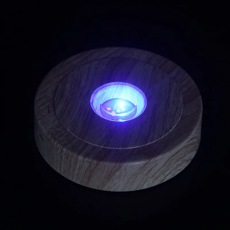 Rotating Display Stand For Crystal Glass Art Speed Adjustable Revolving Platform 4.5" 7 Light Modes LED Rotating Display Stand~