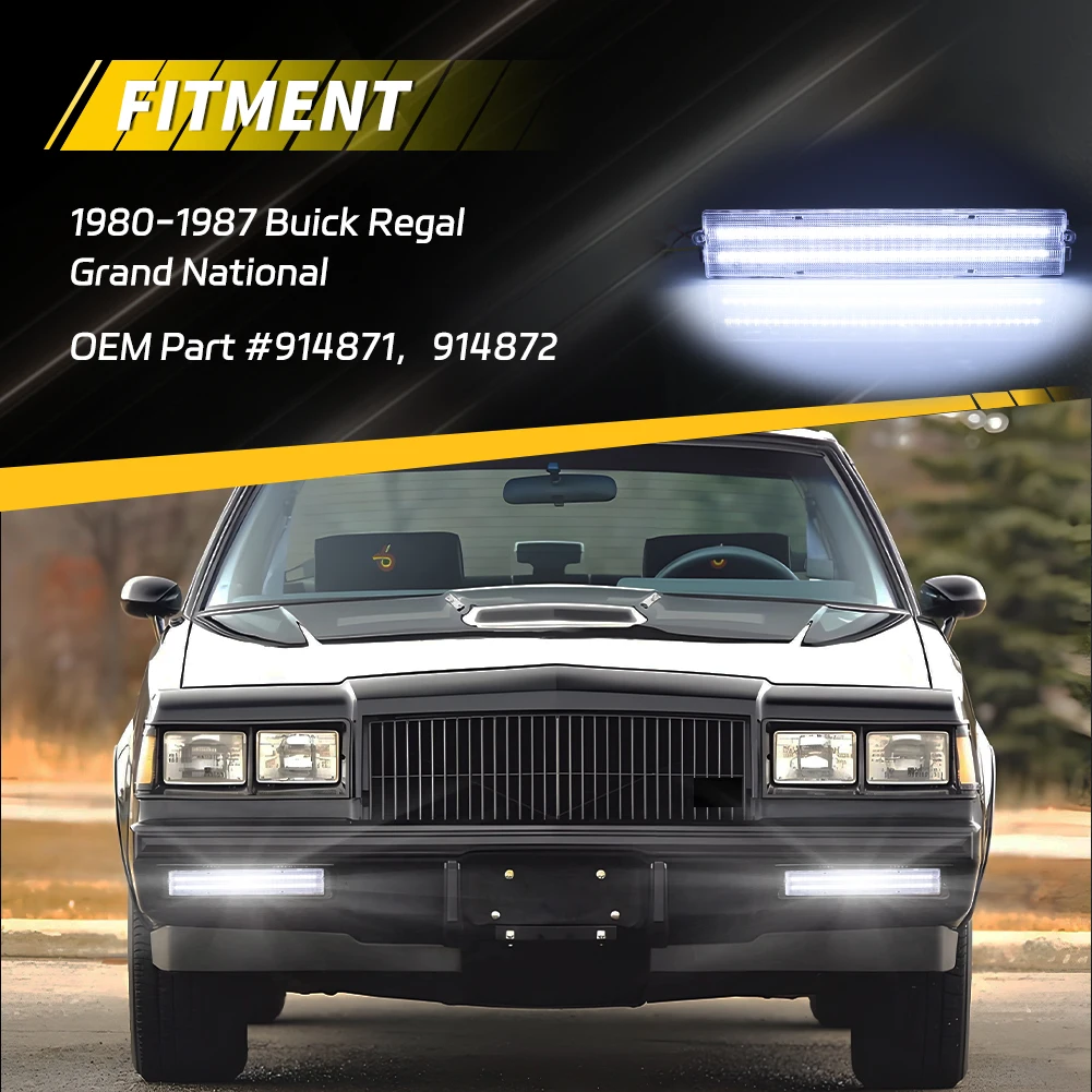 2X Front Daytime Running Light Turn Signal Light Parking Light LED For 1980 1981 1982 1983 1984 1985 1986 1987 1987 Buick Regal