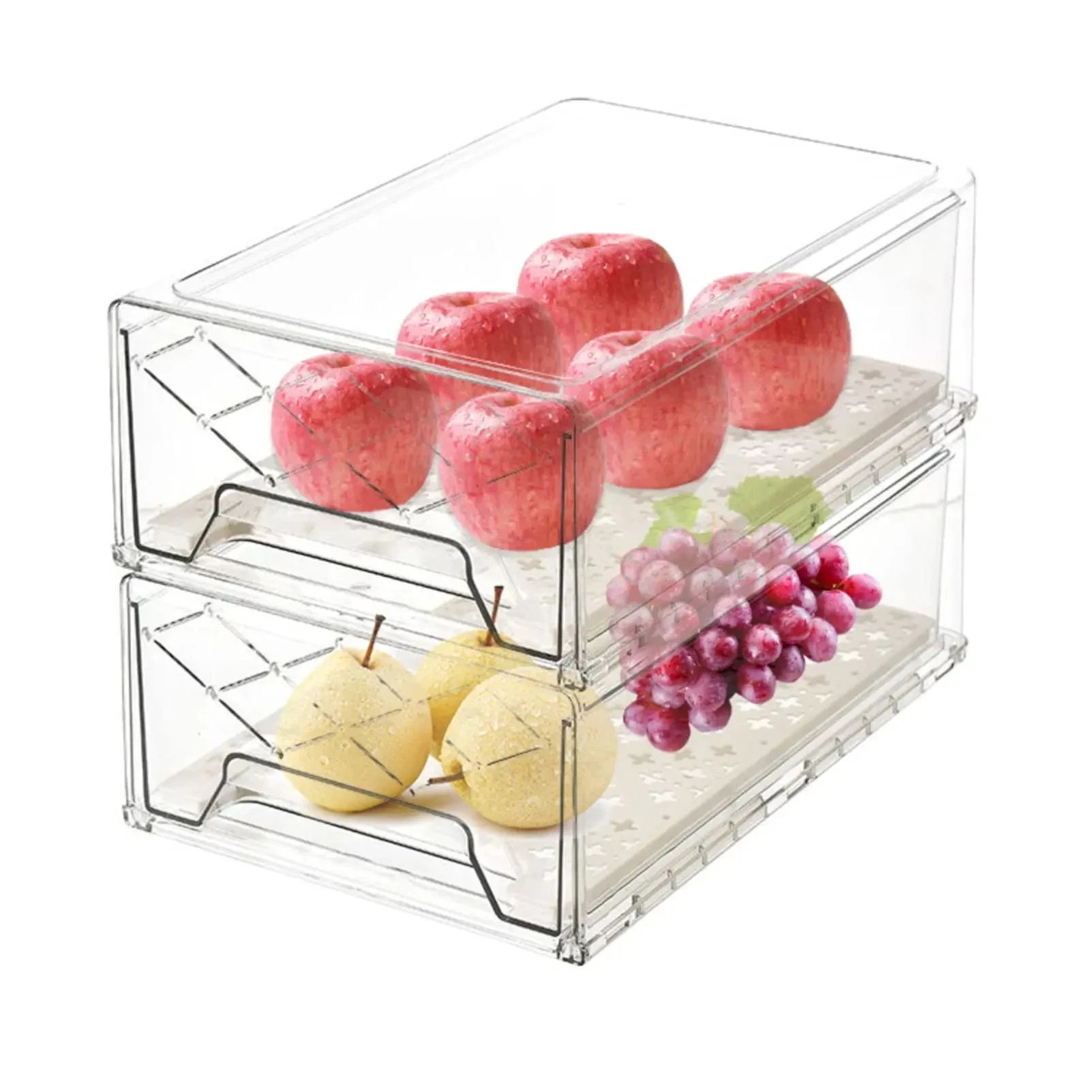 Fridge Organizer Stackable Refrigerator Organizer Bins Reusable Food Storage Containers, Fridge Drawer Organizer in Home Kitchen