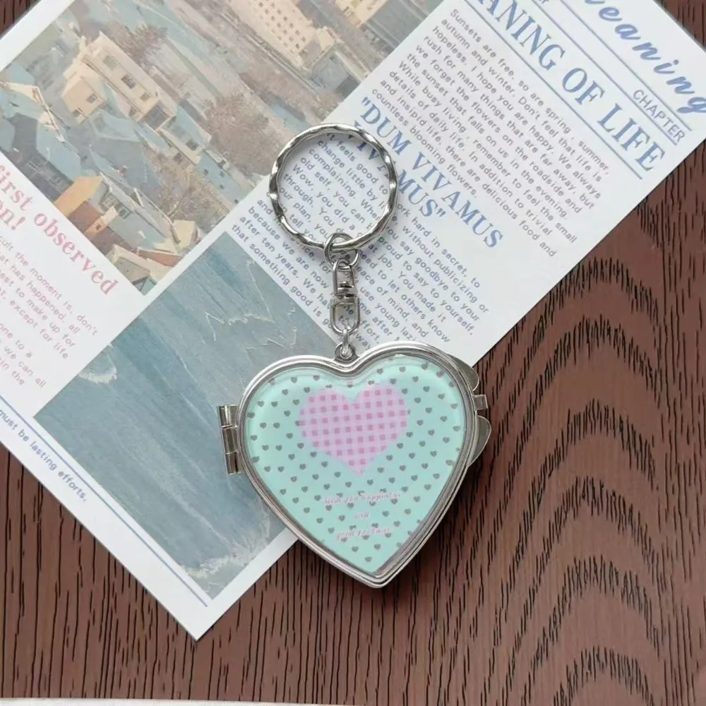 Stylish Acrylic Panel Keychain Alloy Hardware Heart Shaped Keychain Pendant Pastel Patterns Glossy Finish Key Ring Daily Carry