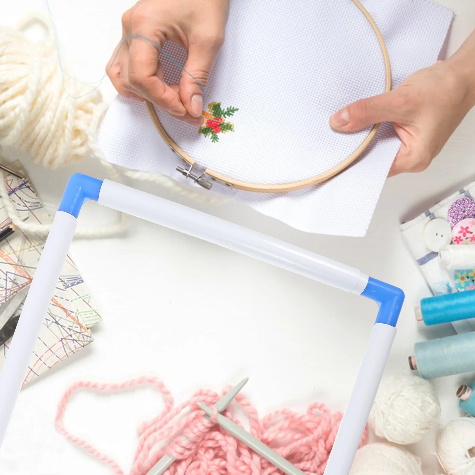 

Plastic Embroidery Frame Square Hoop Clip Sewing Quilt Lightweight Durable Easy Store Universal Clamp Tool Gift Needlework Cross