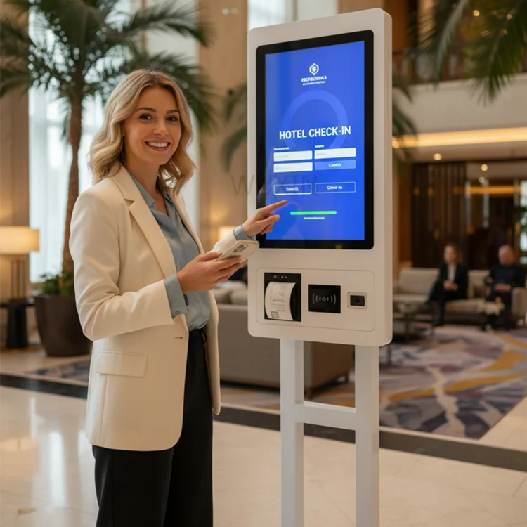 All in One 21.5-Inch Windows Self-Service Checkout POS Kiosk Totem Touch Screen Borne De Commande Pc Food Self Ordering Machine
