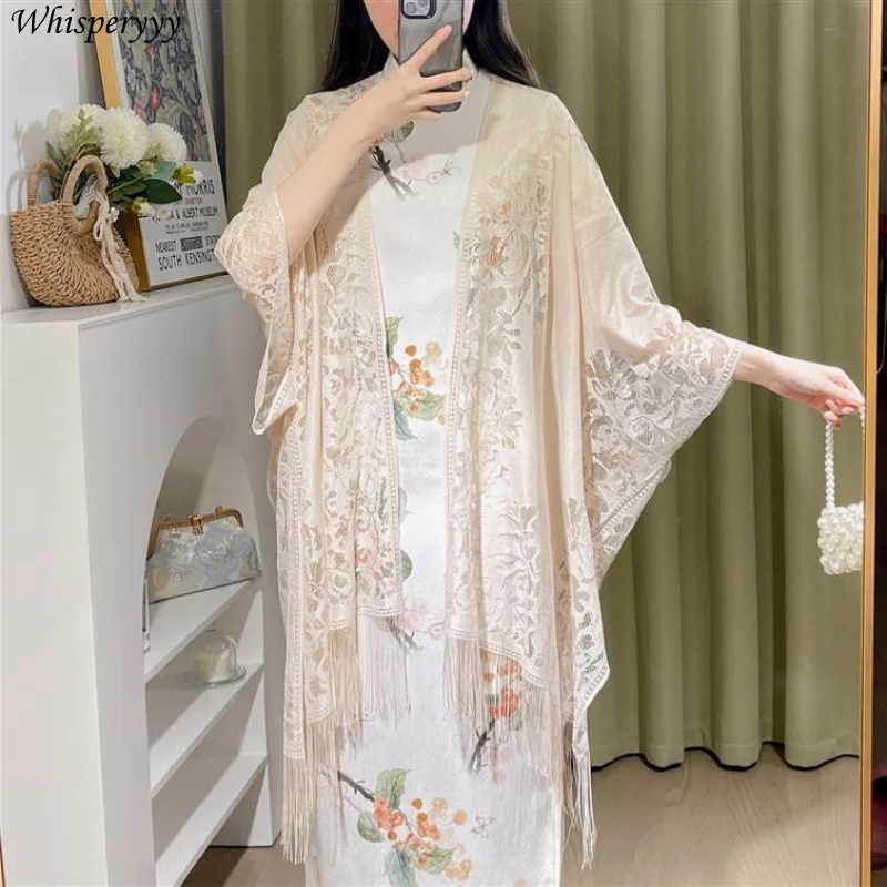 

Кружевная шаль, женский весенне-летний новый темпераментный шелковый шарф с кисточками, женский однотонный корейский модный накидка femme