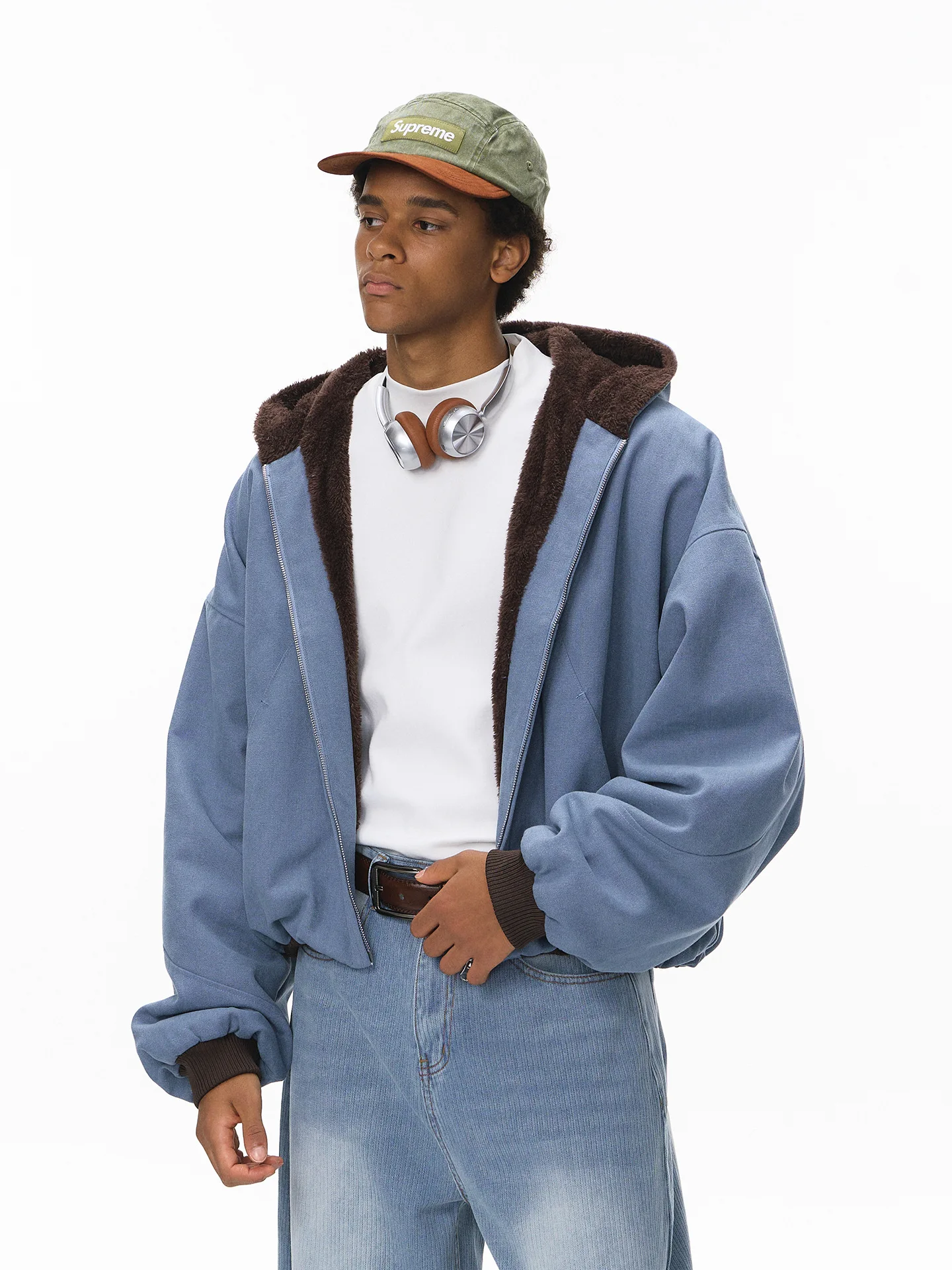 

Теплая куртка с флисовой подкладкой для мужчин, свободного кроя, в уличном стиле, с капюшоном, осенне-зимняя, термо-верхняя одежда, модный бренд