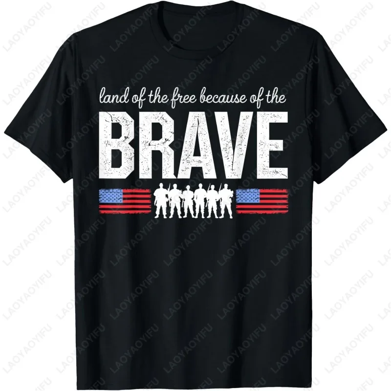 

Patriotic Veteran 4th of July Land of The Free US Flag TShirt All Match Vintage Classic Fashion Streetwear Cotton Camisetas Tees