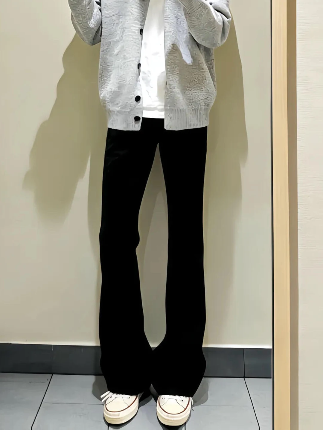 

Cleanfit Black Bell Bottom Jeans Men's Spring American High Street Straight Leg Knife Denim Casual Wear Resistant Shrinkage