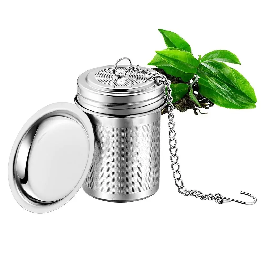 Extra Fine Mesh Loose Tea Infuser 304 Stainless Steel Extended Chain Hook Tea Steeper Drip Trays Rust Proof Tea Diffuser Filter