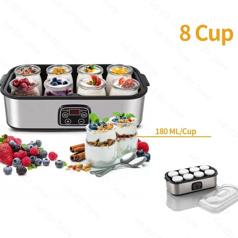 Multi‑function 8‑Cup Yogurt Maker Household Commercial Fermenter for Yogurt Ice Cream Jam Breakfast Making