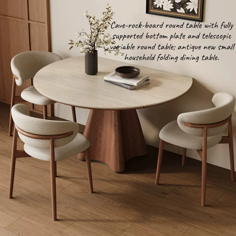 

Coffee Extendable Dining Table Round Luxury Kitchen Italian 6 Chairs Wood Foldable Table Vintage Center Kitchen Furniture