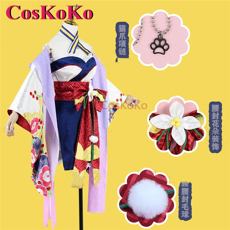 CosKoKo Inugami Korone Cosplay Anime VTuber Hololive disfraz dulce encantador uniforme tipo kimono de Año Nuevo ropa de juego de rol de Halloween