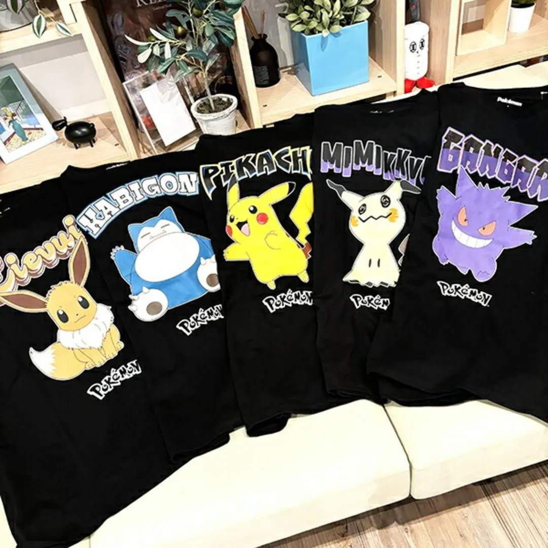 

Unisex Pokemon Anime Men Short Sleeve T Shirt 2026 Summer Cotton Top Pikachu Eevee Snorlax Casual Streetwear Gengar Graphic Tees