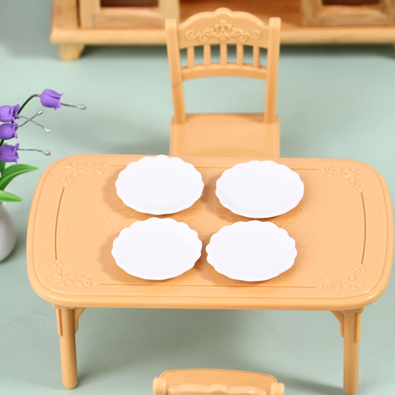 2Pcs/set Dollhouse Miniature Ceramic Plate Model 1:12 Mini Simulation Doll House Kitchen Dessert Dish Tableware Decor Toy